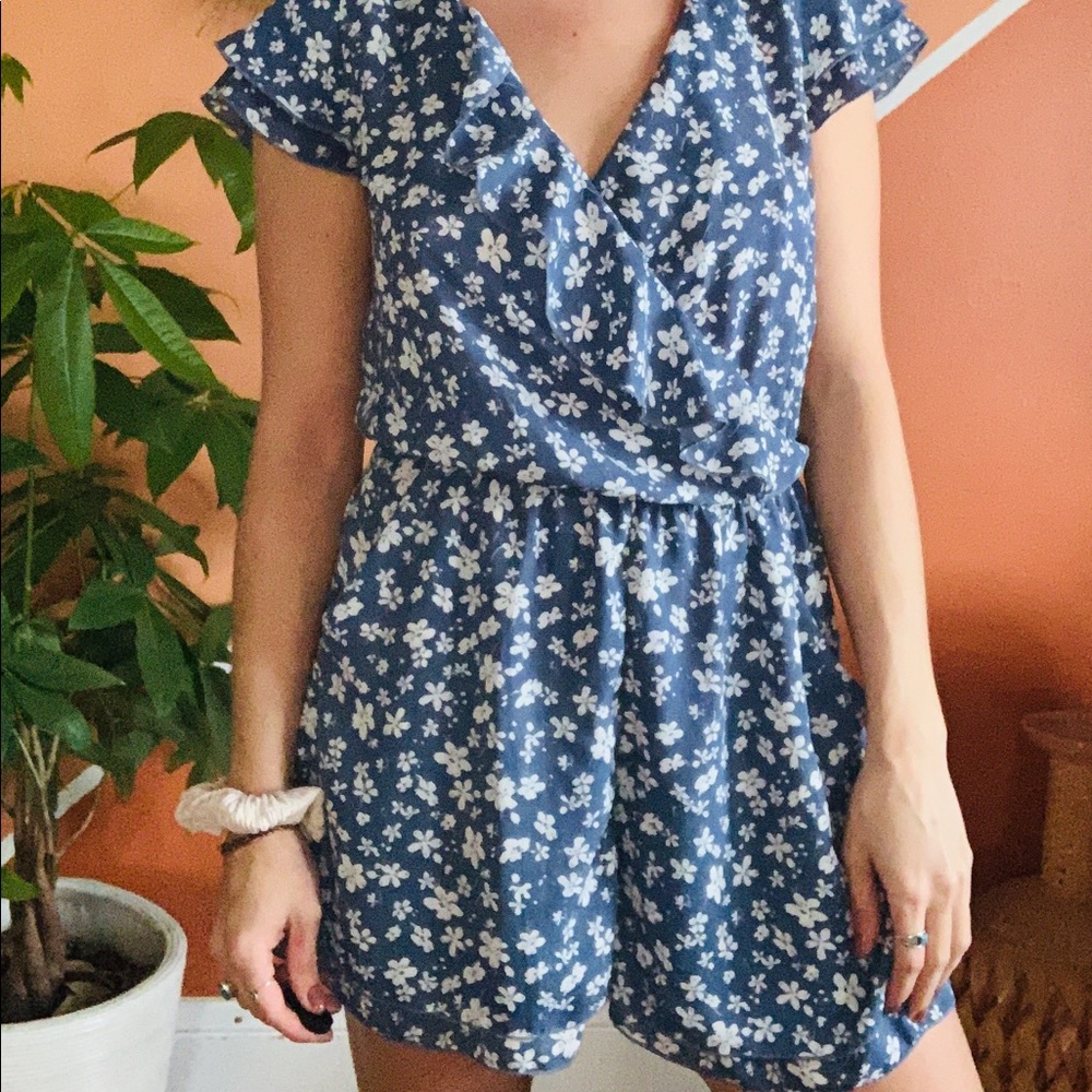 Blue Floral Romper